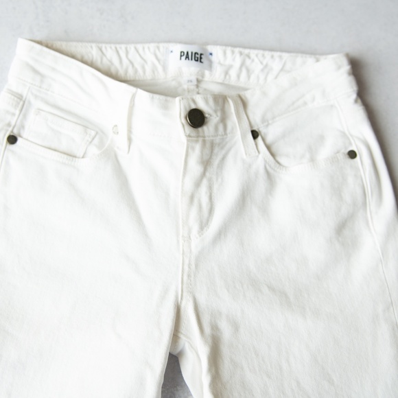 PAIGE  Skyline Crop Skinny Cuffed Hem Optic White Jeans Size 25 - Picture 5 of 12